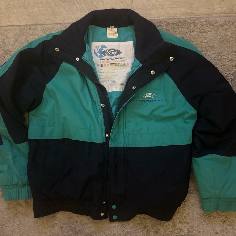 Mens Teal & Navy Colorblock Jacket